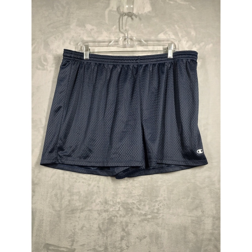 Champion Authentic Mens 2XL Navy Blue Mesh Athletic Basketball Shorts Lined